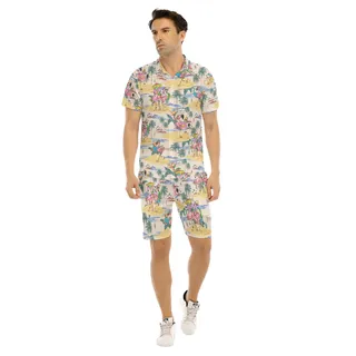 Set Tropical Flamingo Hawaiian Shirt And Shorts For Summer Vacation