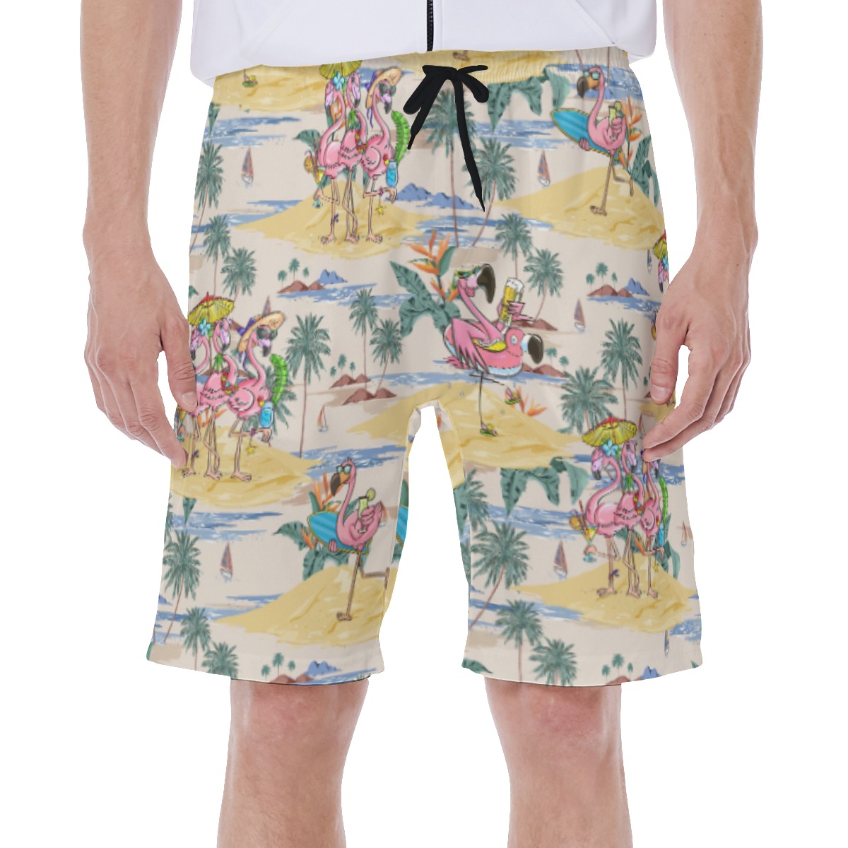 Tropical Flamingo Hawaiian Swim Trunks For Summer Vacation - variant image 1