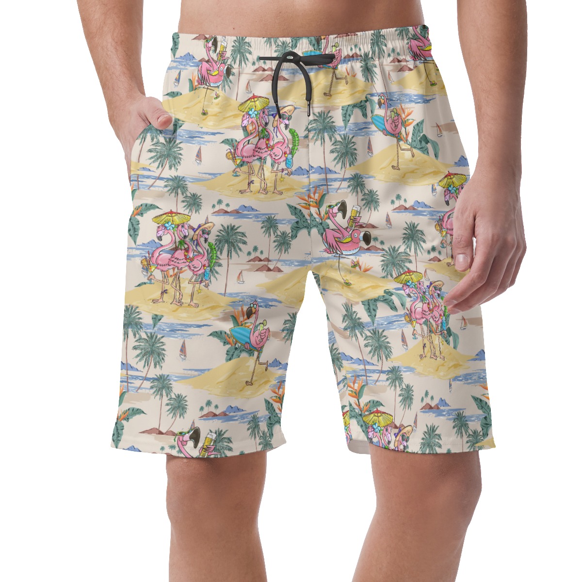 Funny Flamingo Tropical Summer Beach Shorts For Men - variant image 1