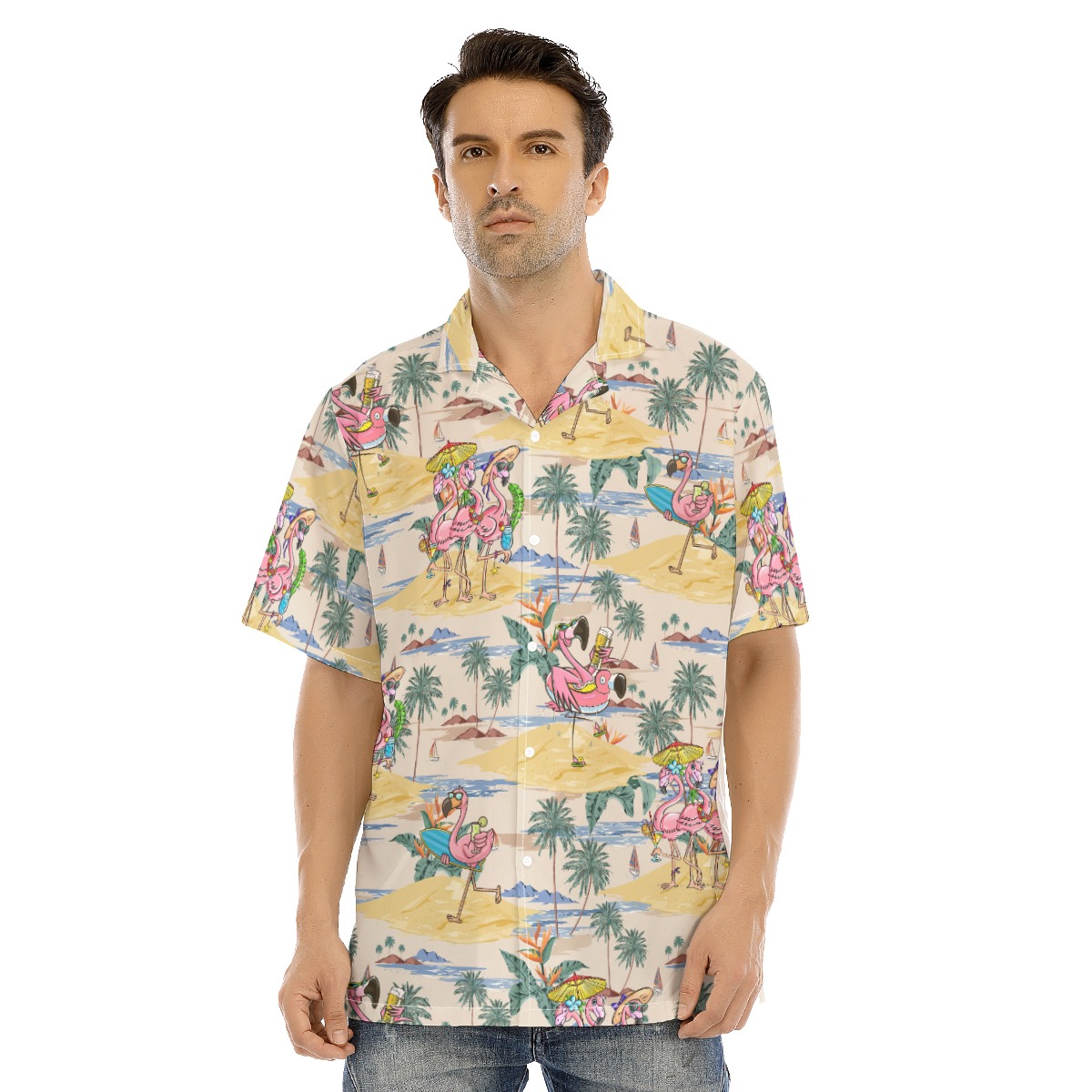 Funny Flamingo On Beach Tropical Hawaiian Shirt - variant image 1