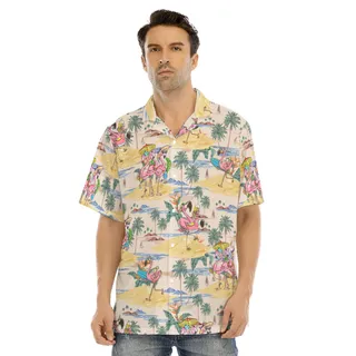 Funny Flamingo On Beach Tropical Hawaiian Shirt