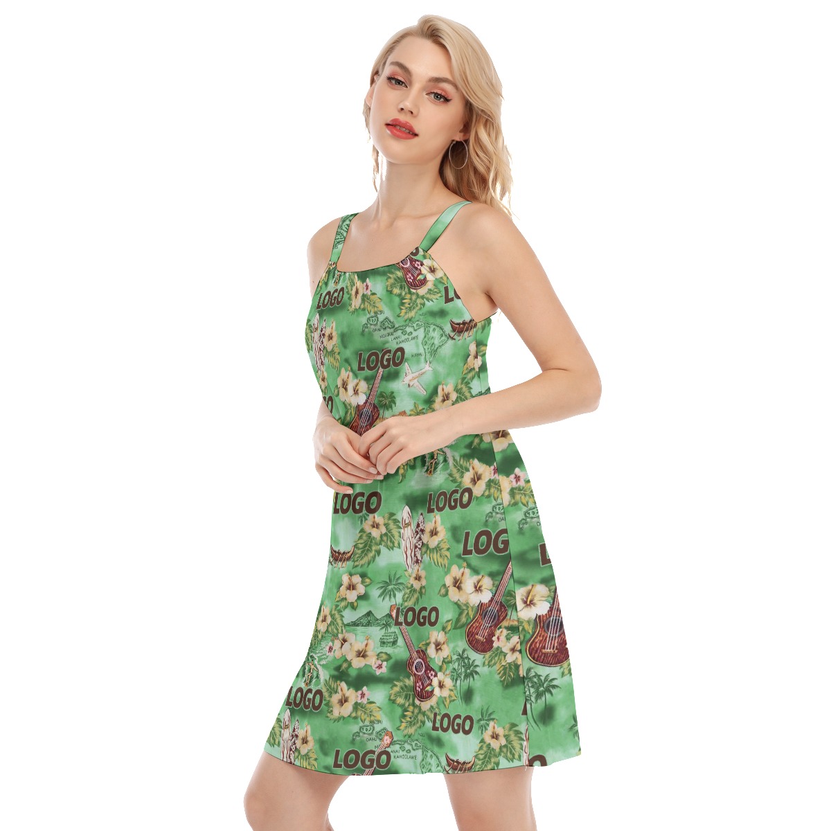Tropical Custom Logo Aloha Cami Dress For Summer