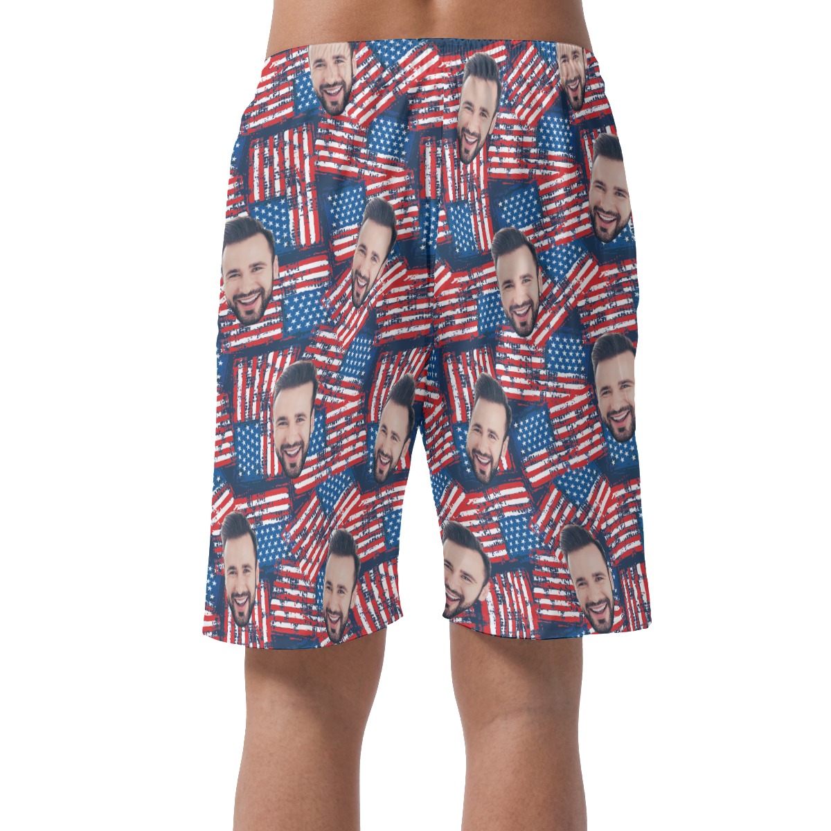 American Flag Custom Face Summer Beach Shorts For Men