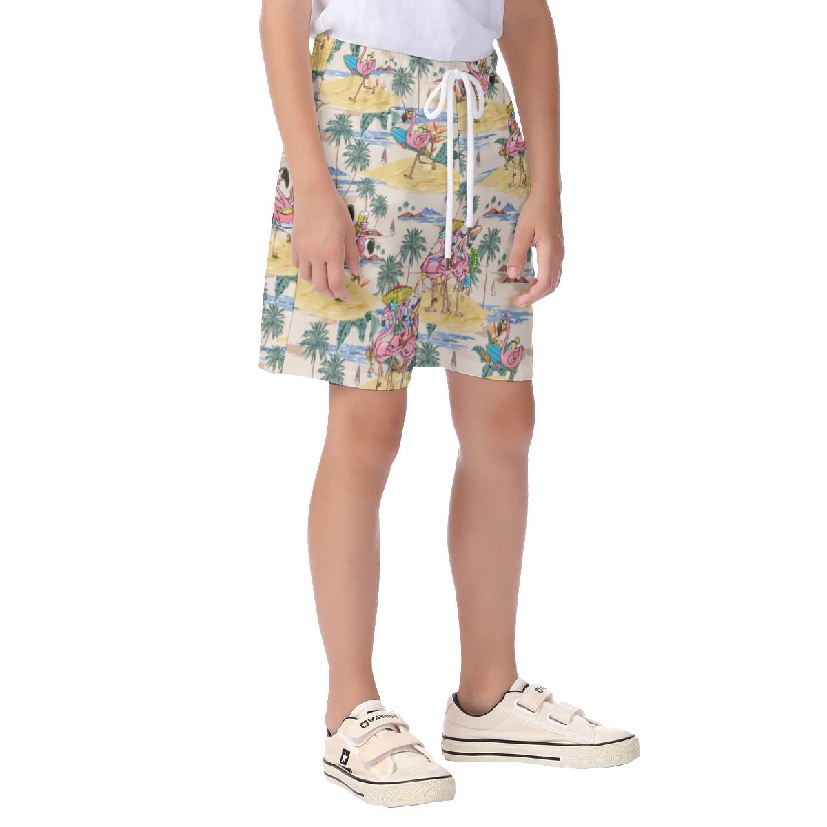 Cute Flamingo On Beach Summer Shorts For Kids