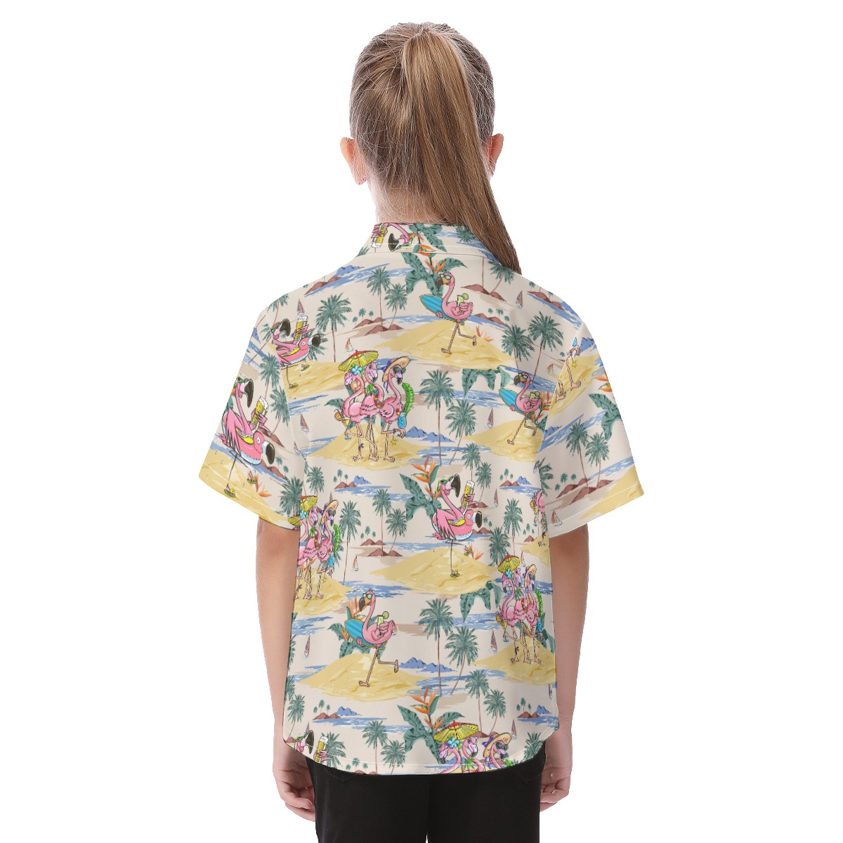 Cute Flamingo Tropical Kid's Hawaiian Shirt
