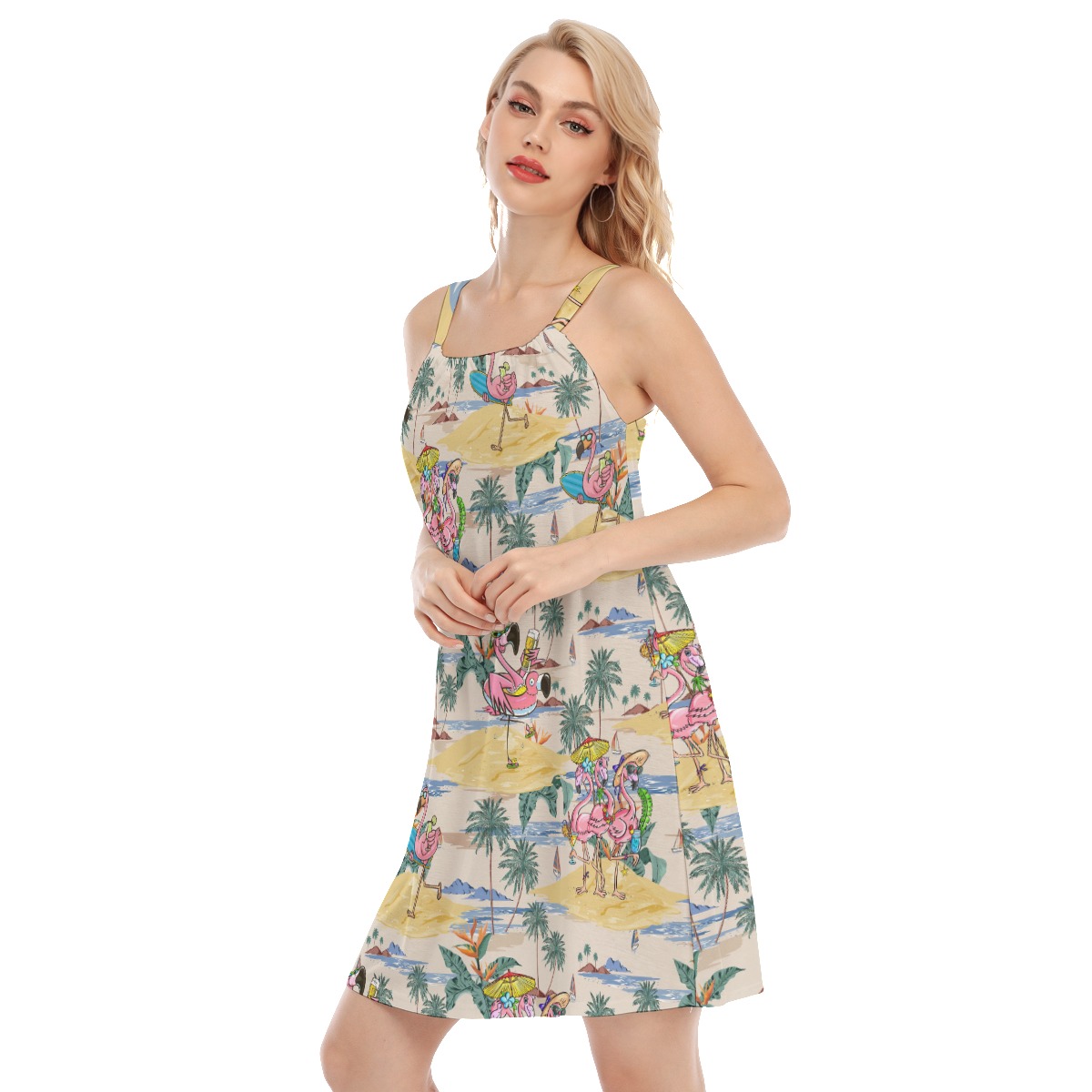 Funny Tropical Flamingo Ahola Cami Dress For Summer Vacation