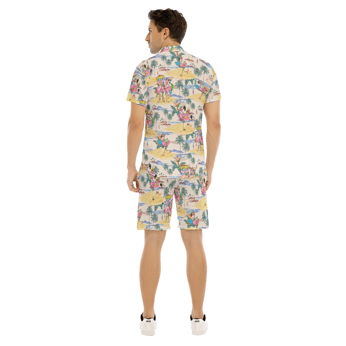 Set Tropical Flamingo Hawaiian Shirt And Shorts For Summer Vacation
