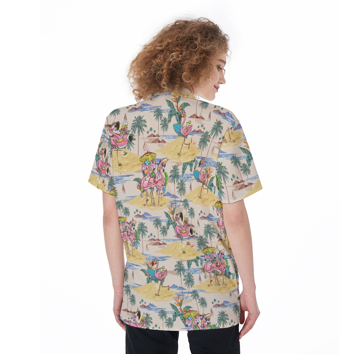Funny Flamingo On Beach Hawaiian Shirt For Women
