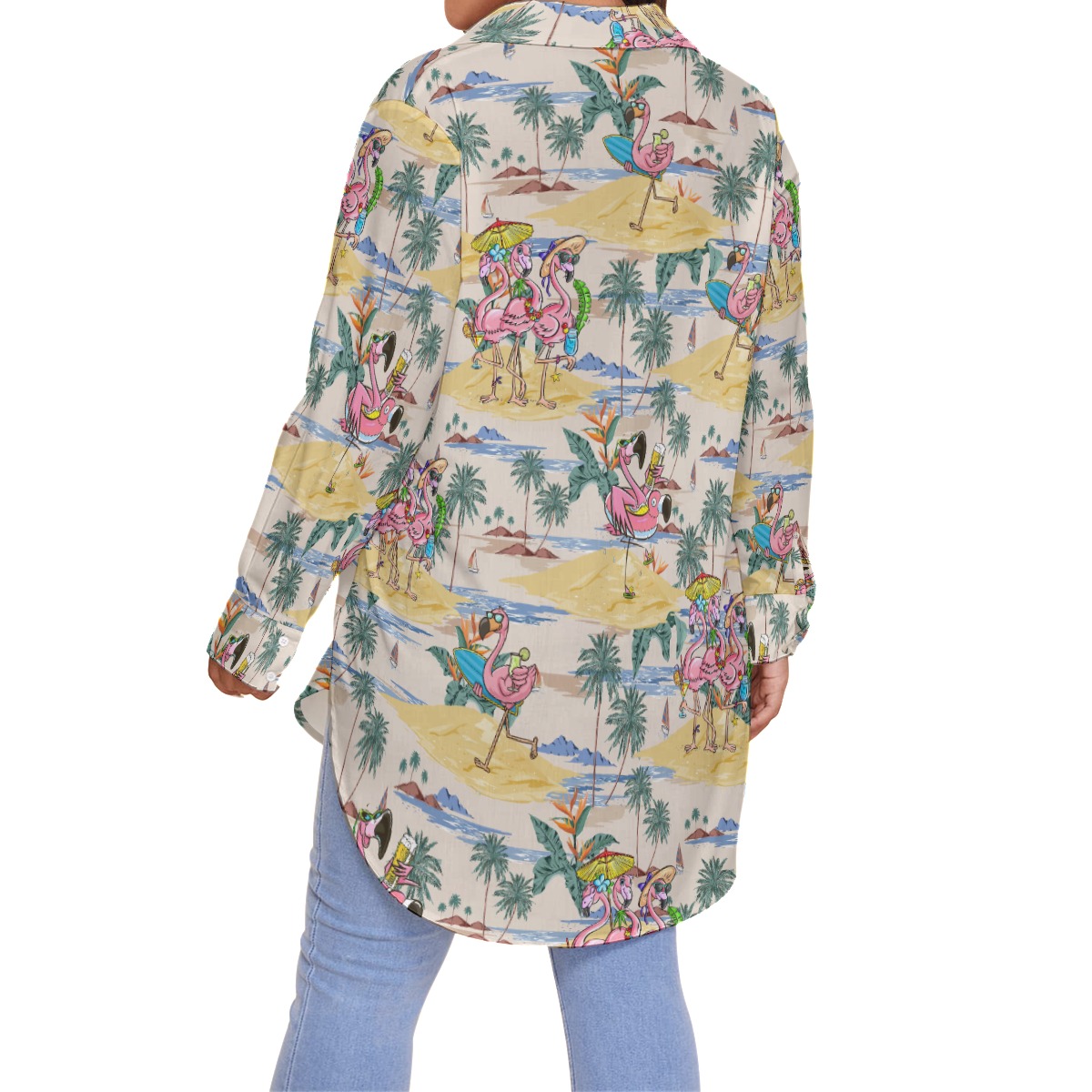 Tropical Flamingo Funny Hawaiian Plus Size Shirt For Women