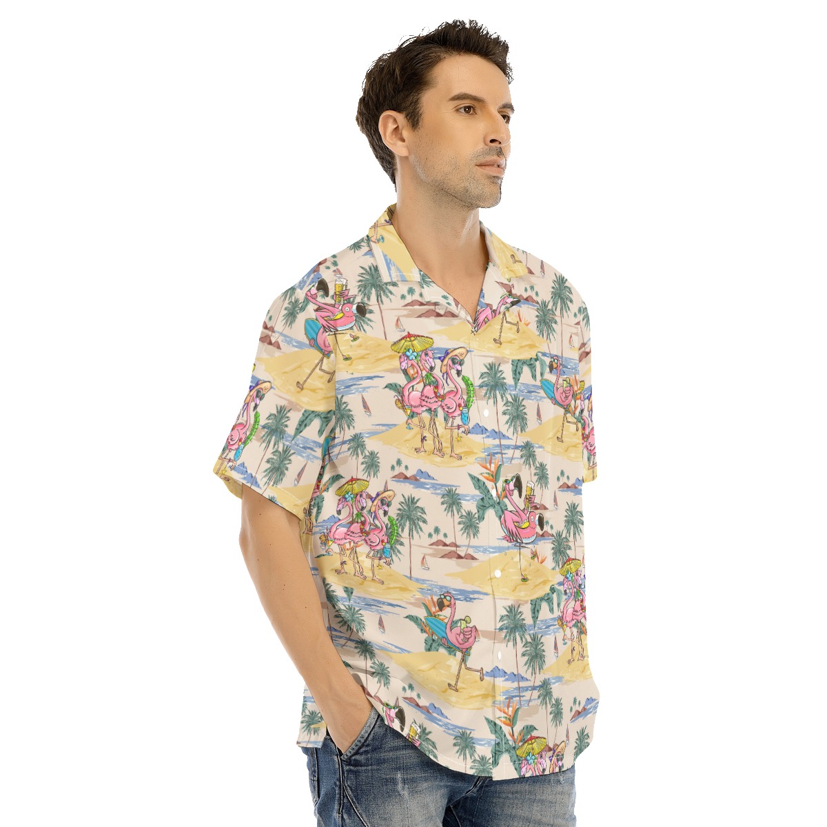 Funny Flamingo On Beach Tropical Hawaiian Shirt