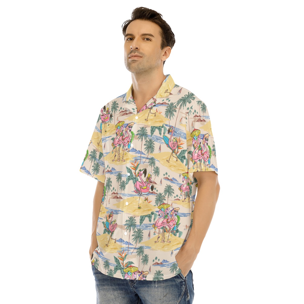 Funny Flamingo On Beach Tropical Hawaiian Shirt