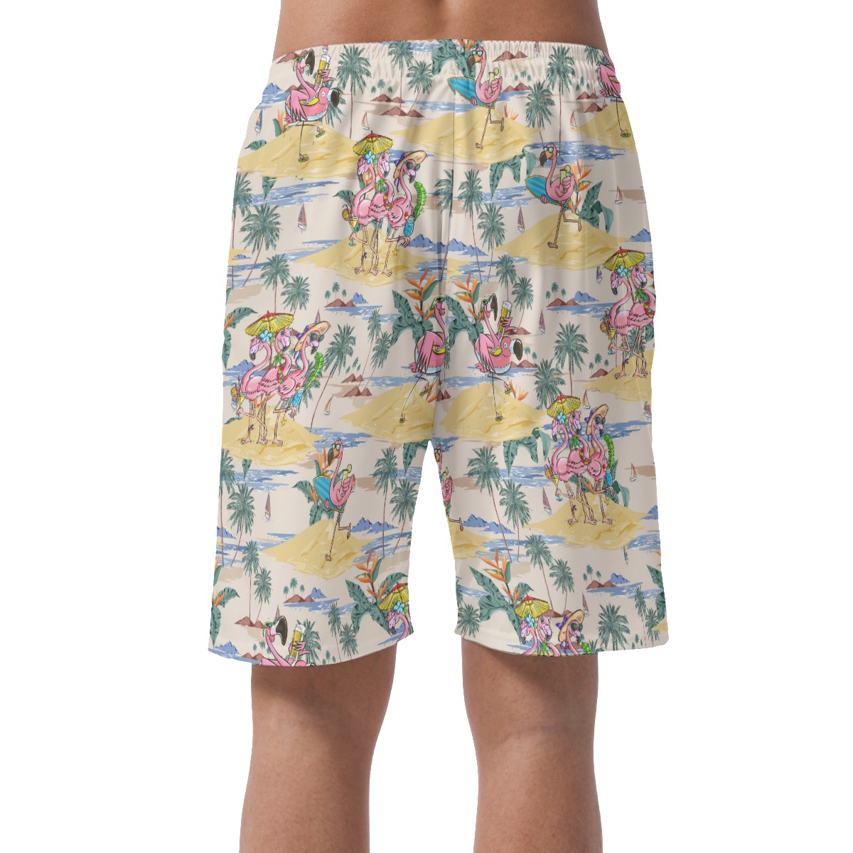 Funny Flamingo Tropical Summer Beach Shorts For Men