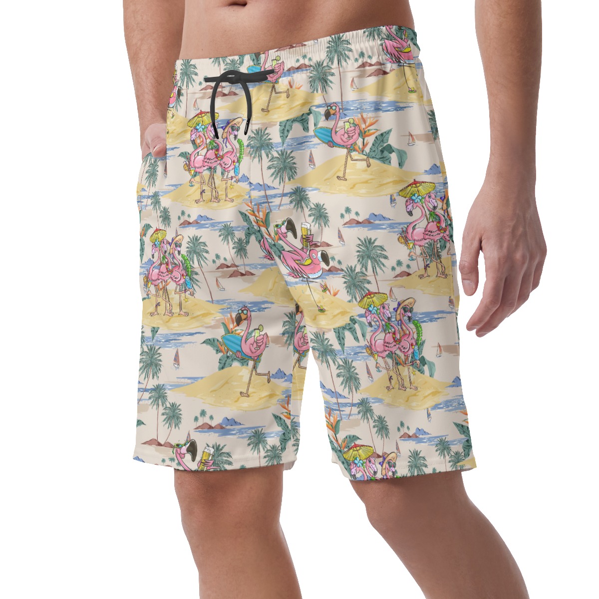 Funny Flamingo Tropical Summer Beach Shorts For Men