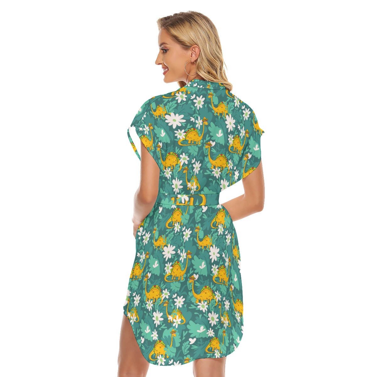 Dinosaurua Hawaiian Dress With Belt For Women