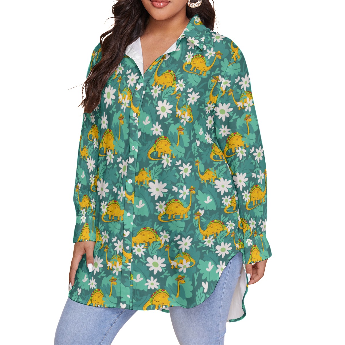 Funny Tacosaurus Hawaiian Plus Size Shirt For Women