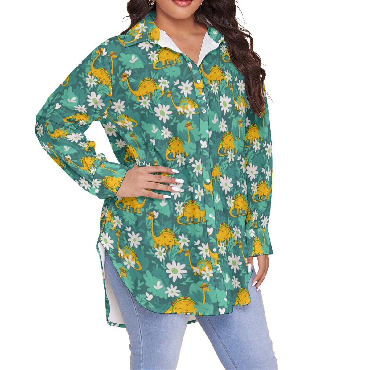 Funny Tacosaurus Hawaiian Plus Size Shirt For Women
