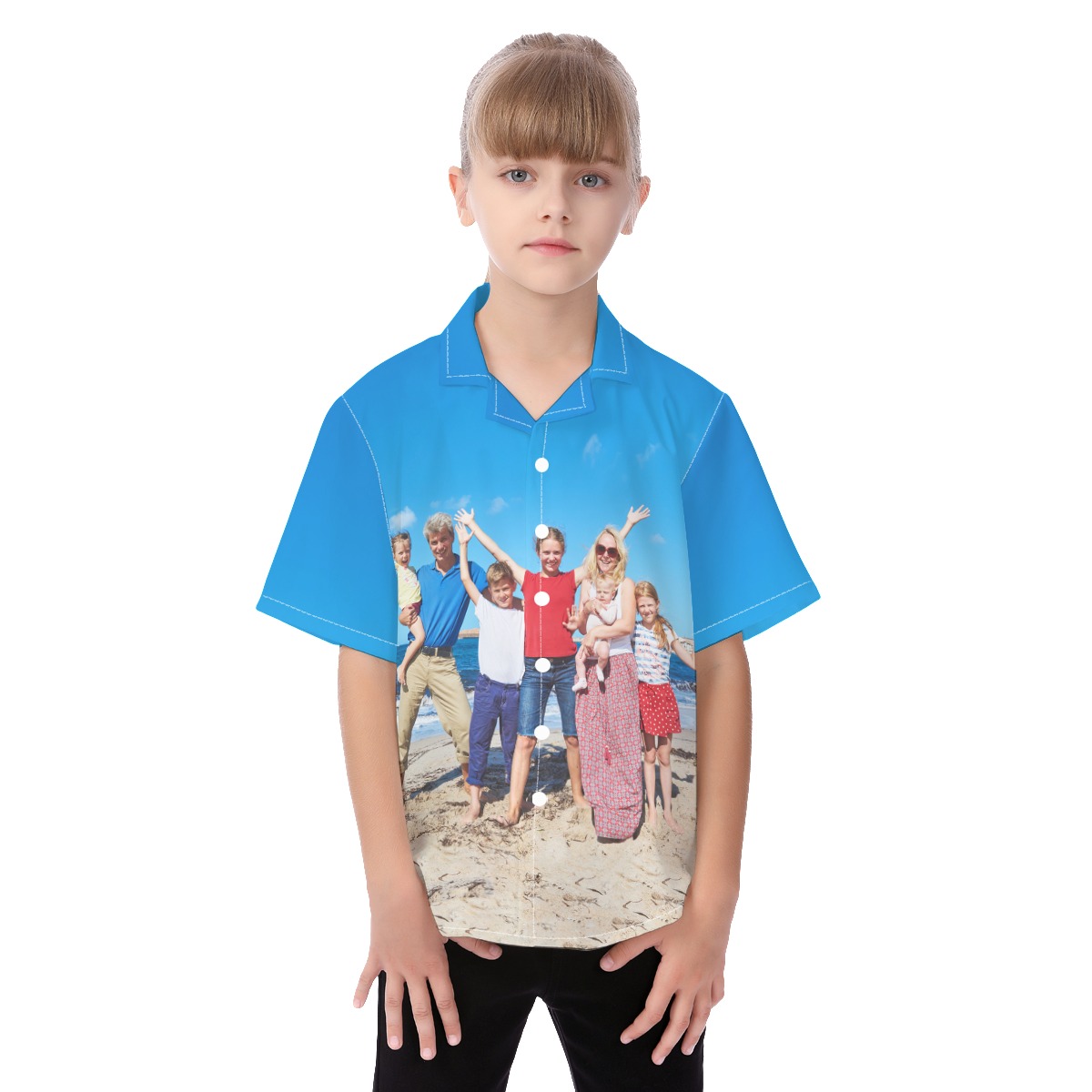 Custom Family Phot Kid's Hawaiian Shirt - variant image 1