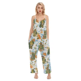 Tropical Tiki Aloha Loose Cami Jumpsuit For Women