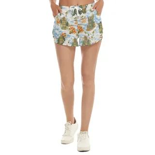 Tropical Tiki Hawaiian Summer Beach Shorts For Women