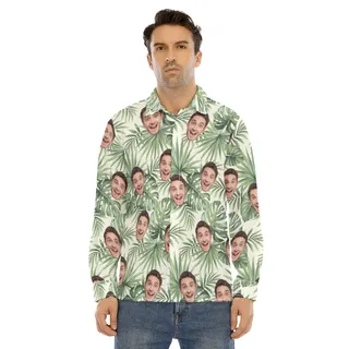 Men's Custom Sports Team Face Long Sleeve Hawaiian Shirt