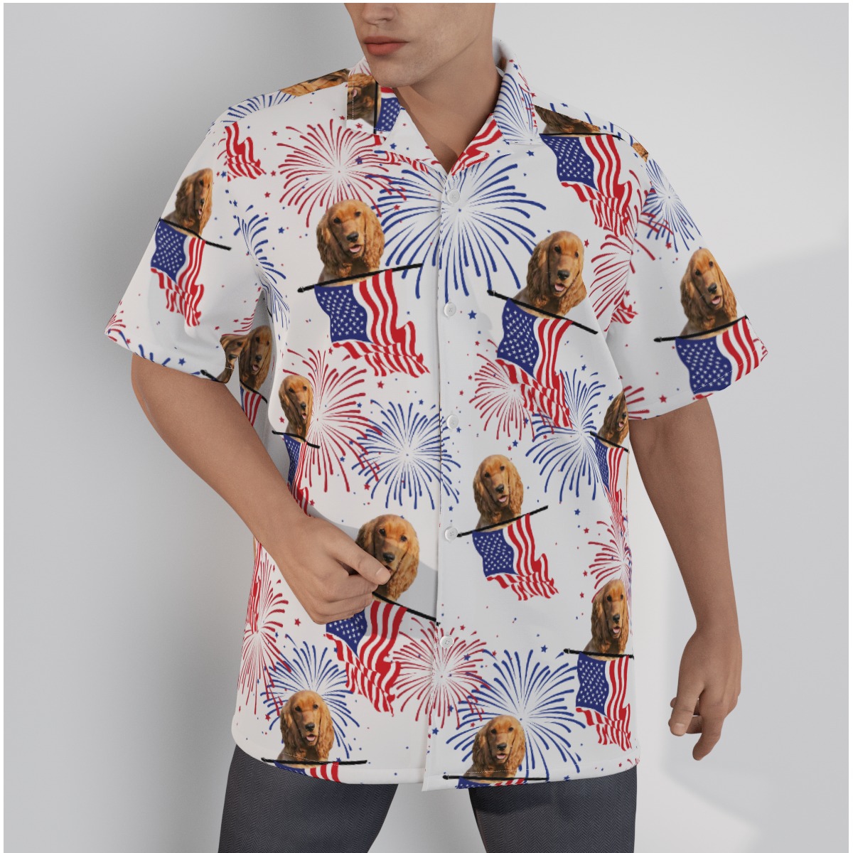 Patriotic Custom Hawaiian Shirt With Dog Face - variant image 1