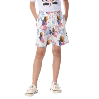 Cute Custom Dog Face Patriotic Summer Beach Shorts For Kids