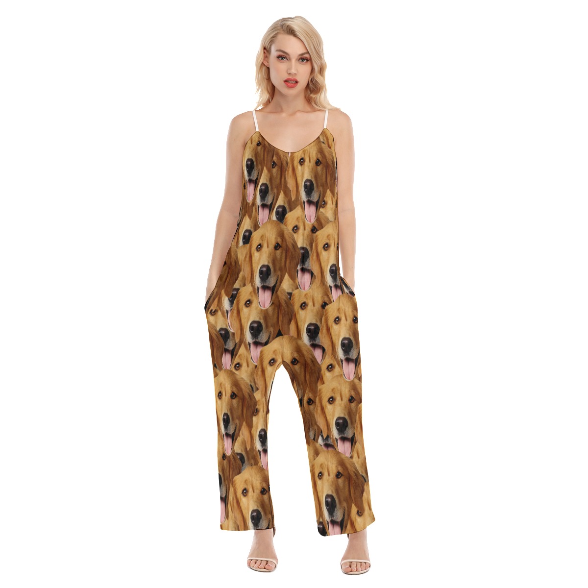 Multi Dog Face Loose Women's Jumpsuit - variant image 1