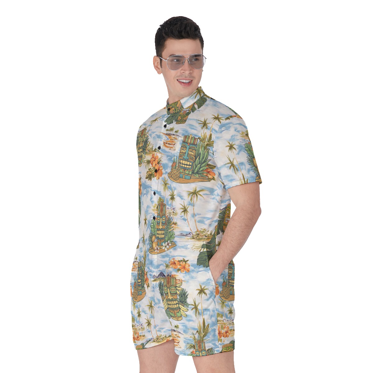 Cool Tropical Tiki Men's Hawaiian Romper