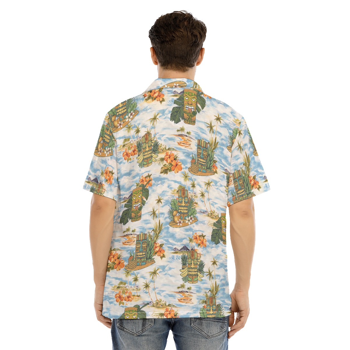 Tropical Tiki Men's Blue Hawaiian Shirt
