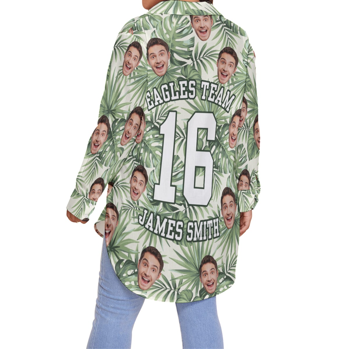 Women's Tropical Custom Sports Team Oversized Hawaiian Shirt