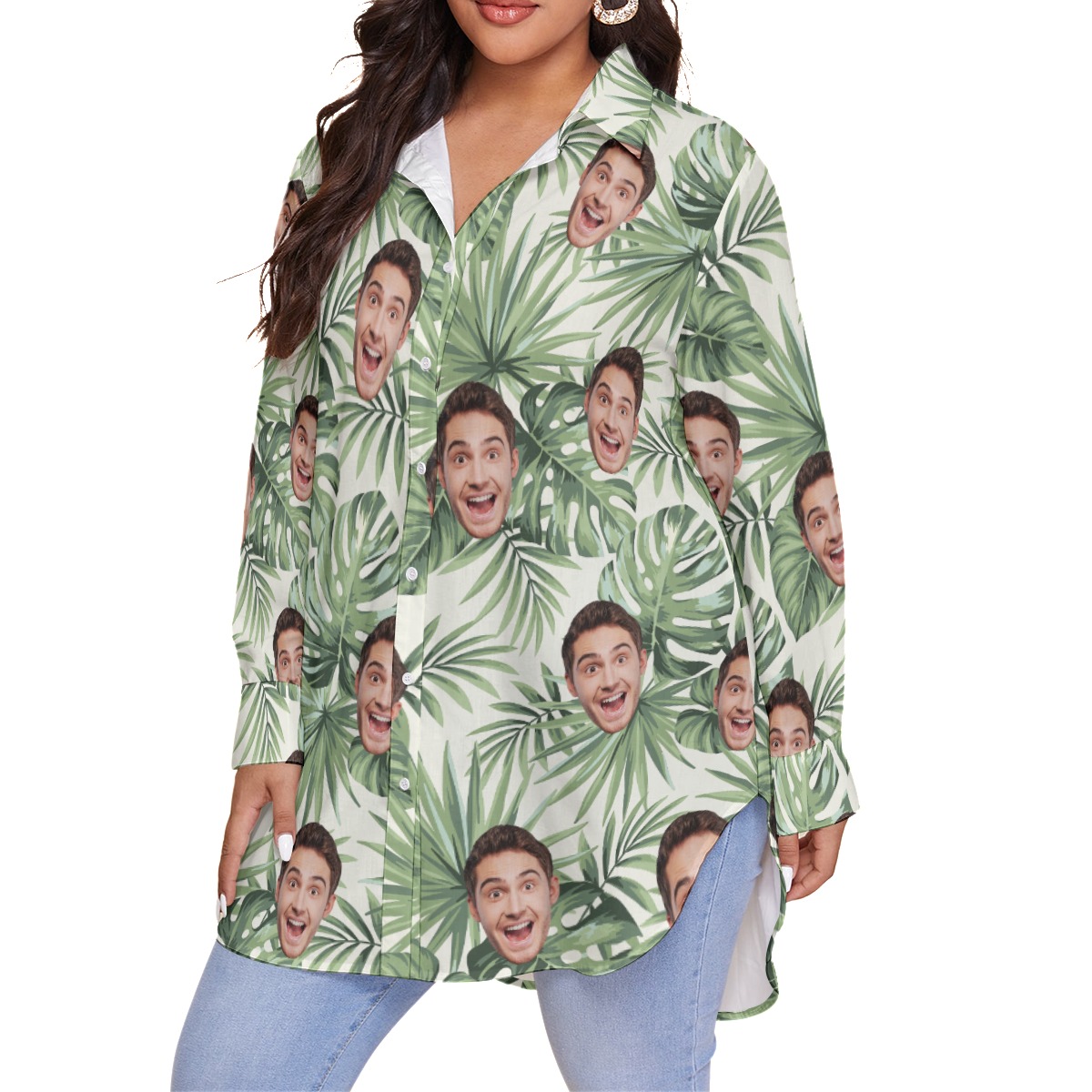 Women's Tropical Custom Sports Team Oversized Hawaiian Shirt
