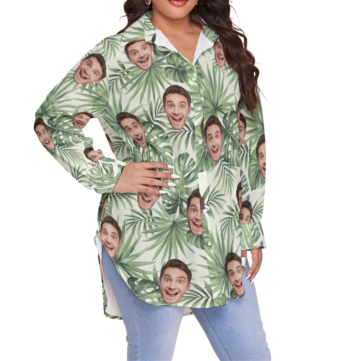 Women's Tropical Custom Sports Team Oversized Hawaiian Shirt