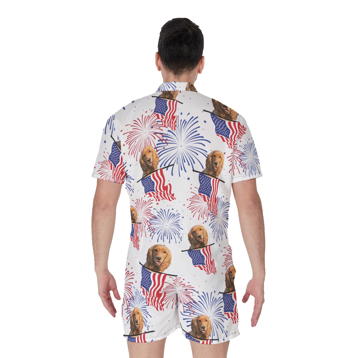 Custom Patriotic Hawaiian Romper With Dog Face