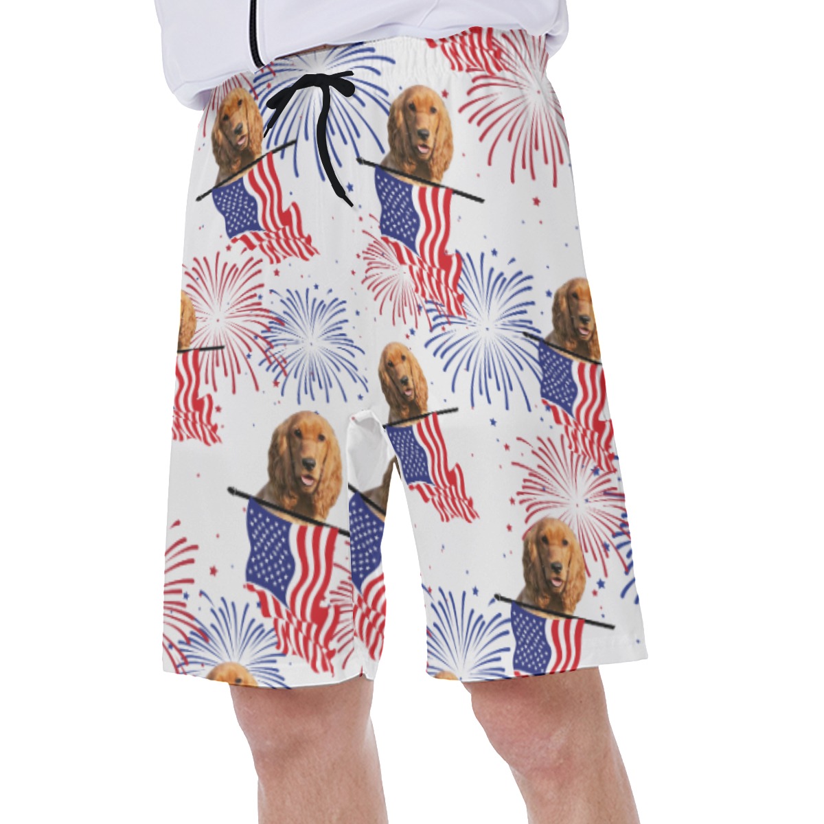 Custom Pet Face Patriotic Hawaiian Swimwear For Men