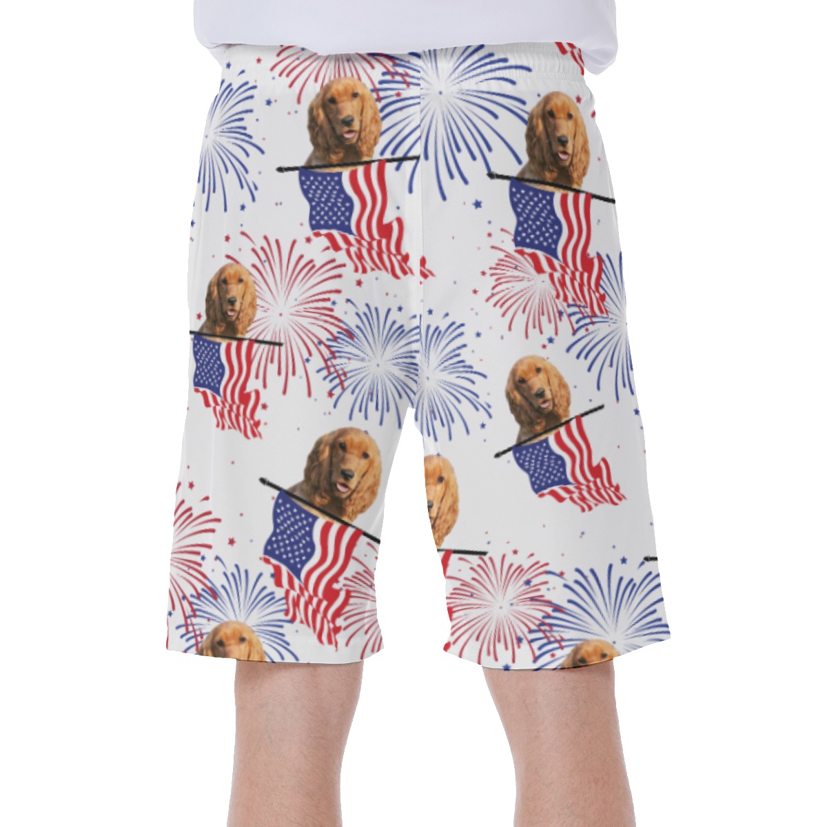 Custom Pet Face Patriotic Hawaiian Swimwear For Men