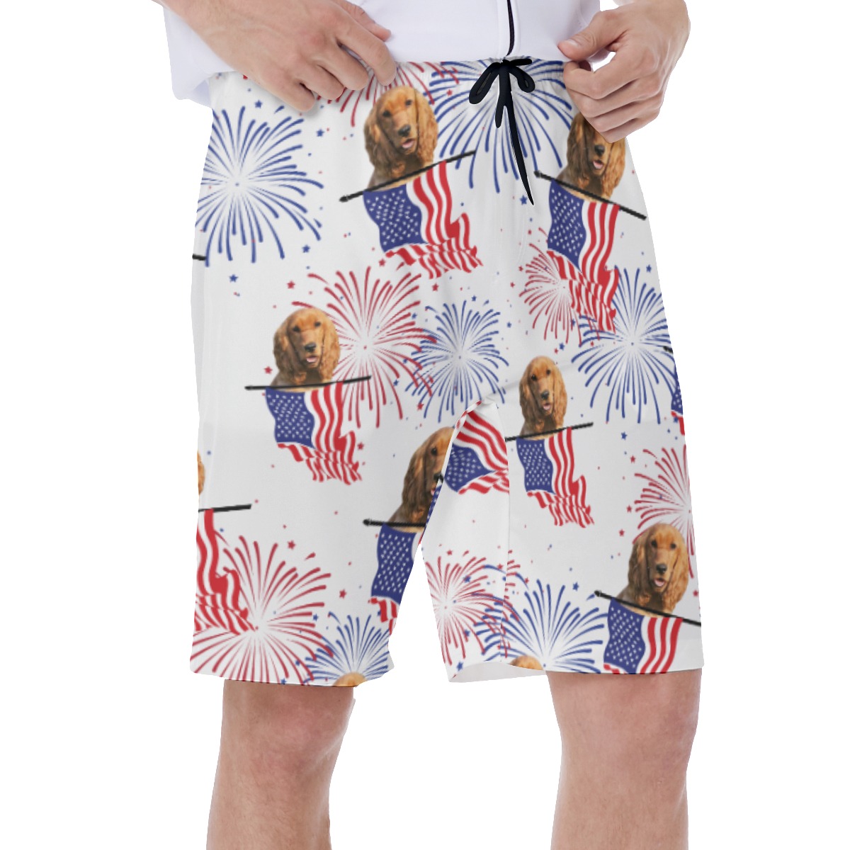 Custom Pet Face Patriotic Hawaiian Swimwear For Men
