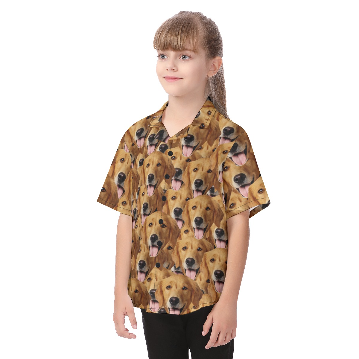 Multi Dog Face Hawaiian Shirt For Kid