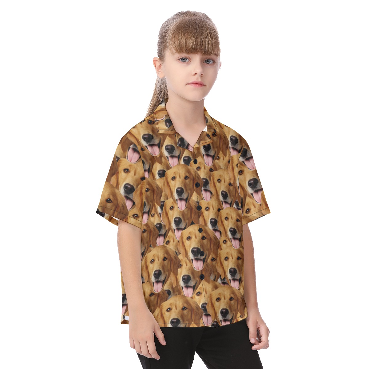 Multi Dog Face Hawaiian Shirt For Kid