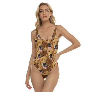 Unique Custom Dog Face Women Swimsuit