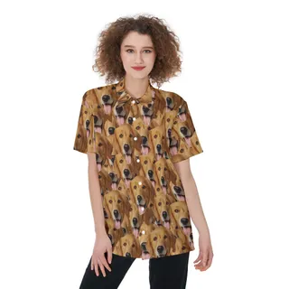 Multi Custom Dog Face Hawaiian Shirt For Women
