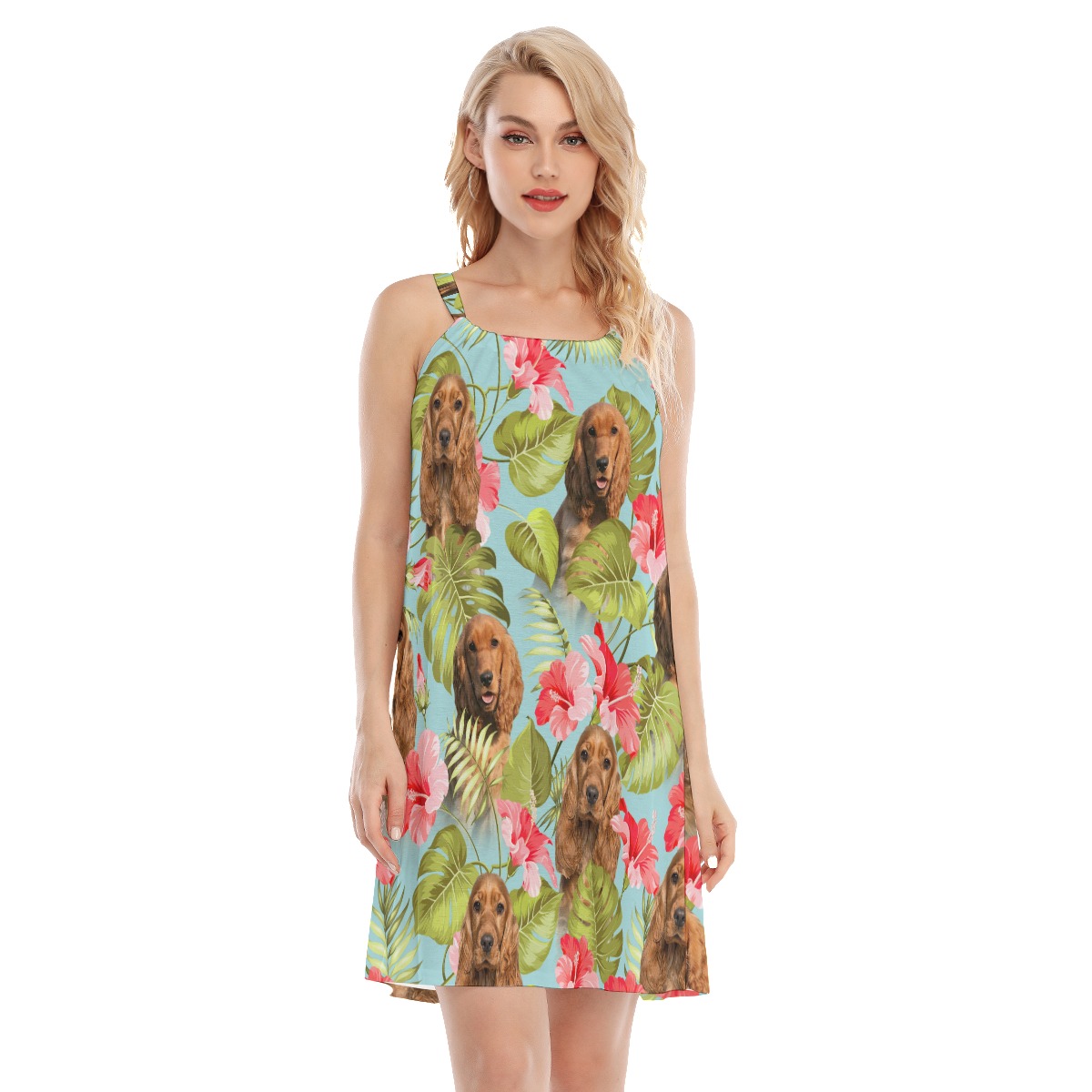 Custom Dog Face Floral Cami Dress - variant image 1