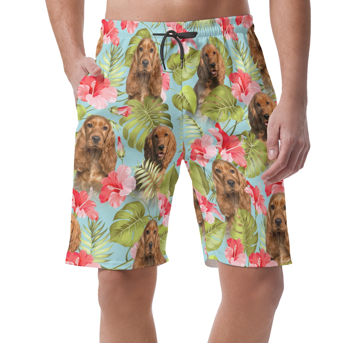 Blue Hawaiian Shorts For Men With Custom Dog Face - variant image 1