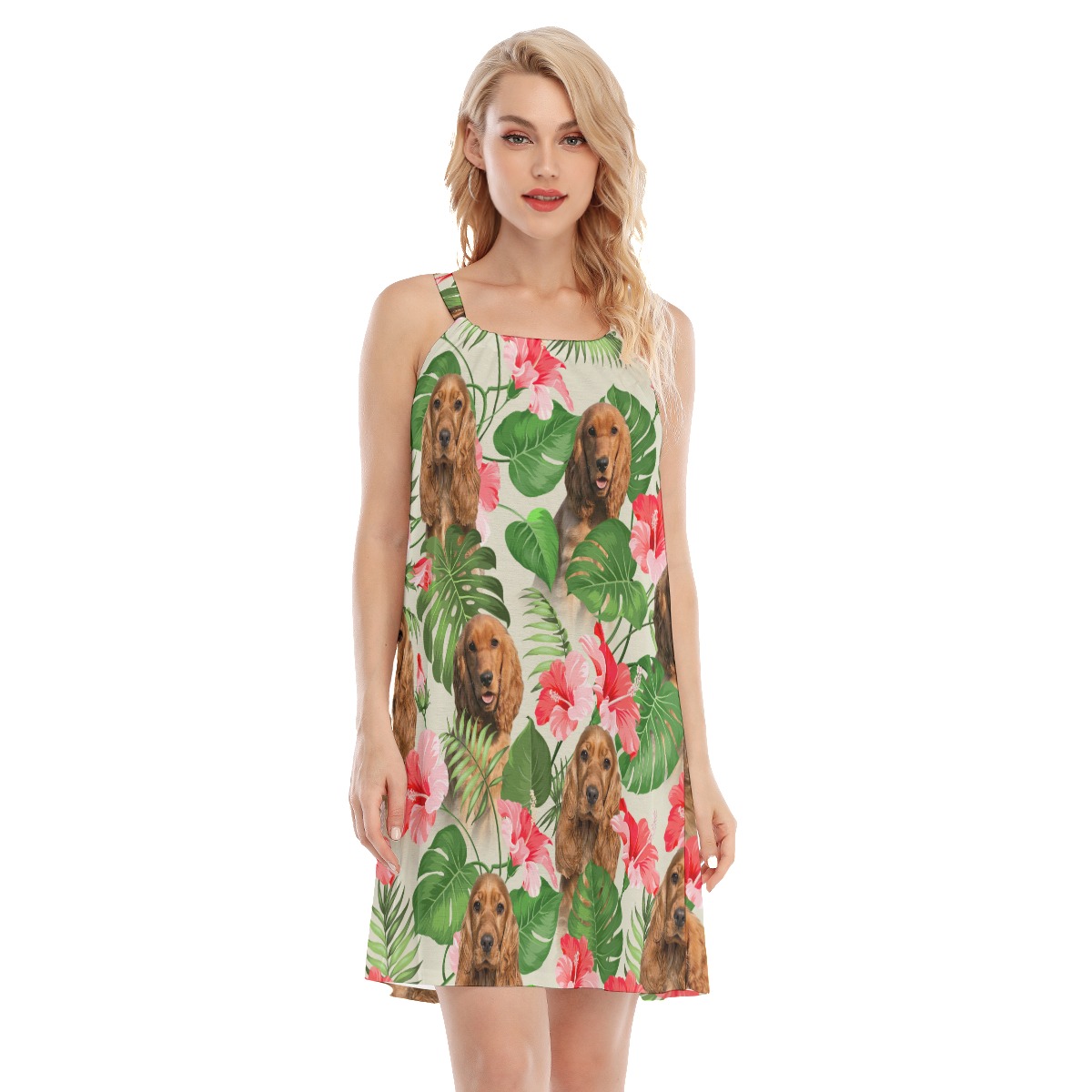 Custom Dog Face Tropical Cami Dress - variant image 1
