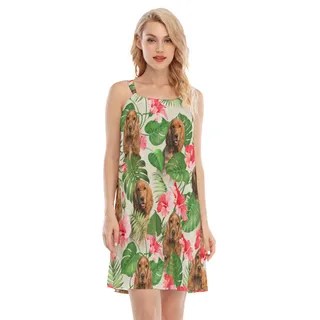 Custom Dog Face Tropical Cami Dress