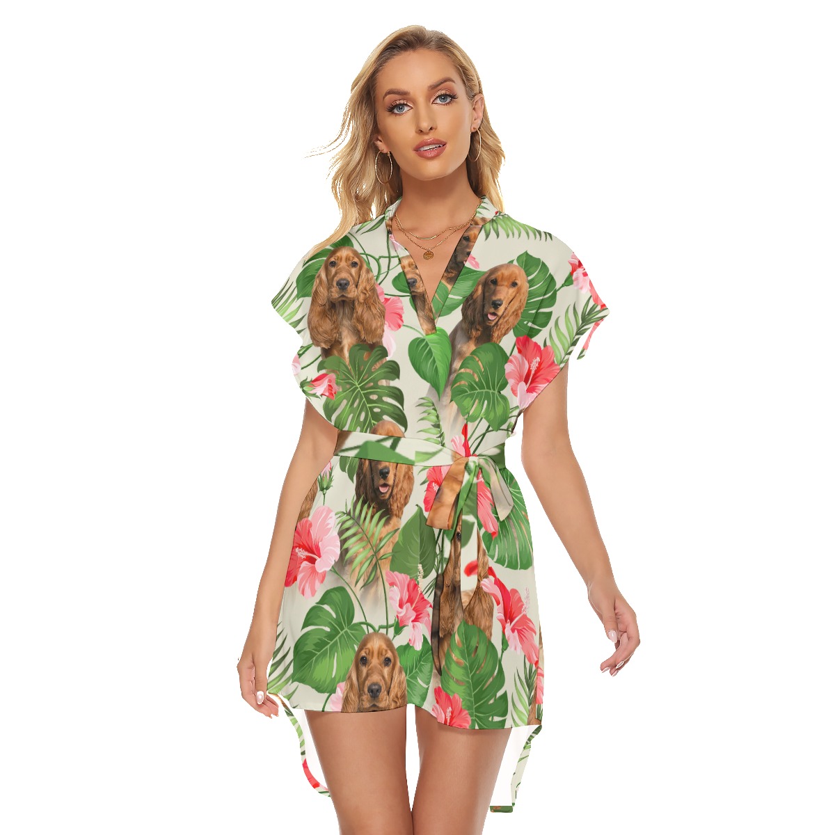 Unique Tropical Dress With Custom Dog Face - variant image 1