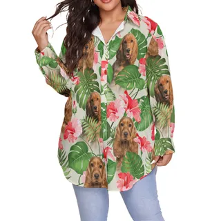 Funny Dog Face Plus Size Hawaiian Shirt For Women