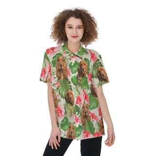 Funny Dog Face Hawaiian Shirt For Women