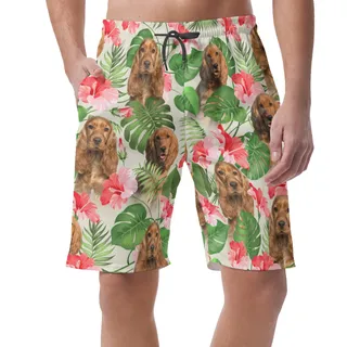 Tropical Floral Men's Short With Dog Face