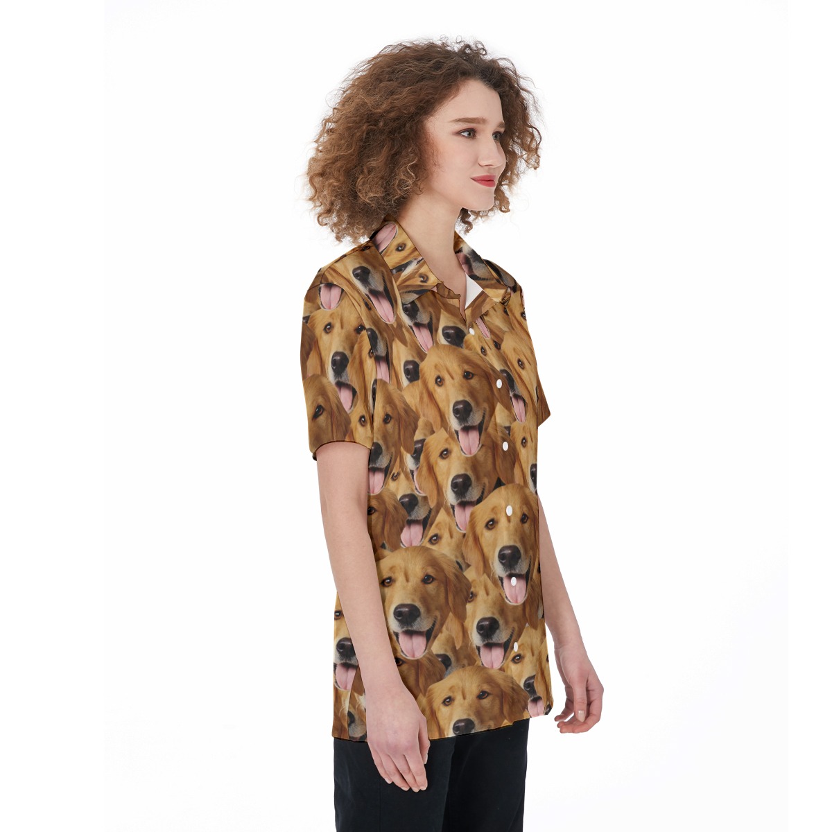Multi Custom Dog Face Hawaiian Shirt For Women