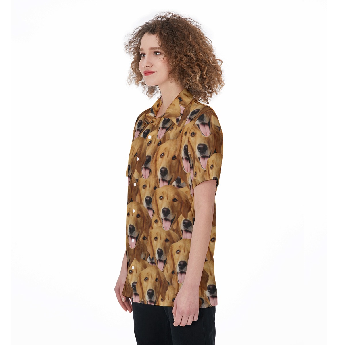 Multi Custom Dog Face Hawaiian Shirt For Women